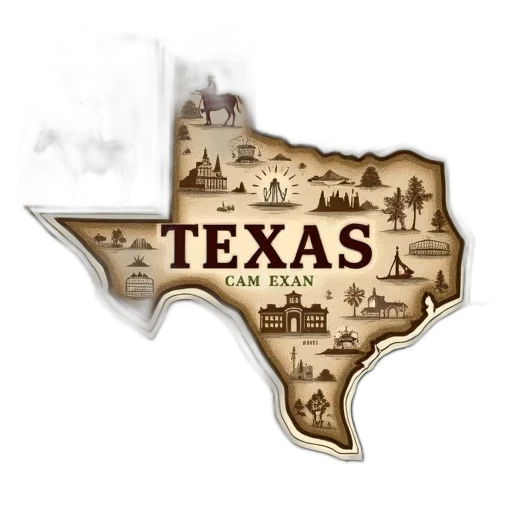 stylized, map, texas, various transparent PNG cut-out