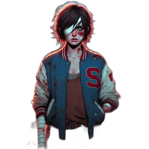 jacket, face, comic book art, concept art transparent PNG cut-out