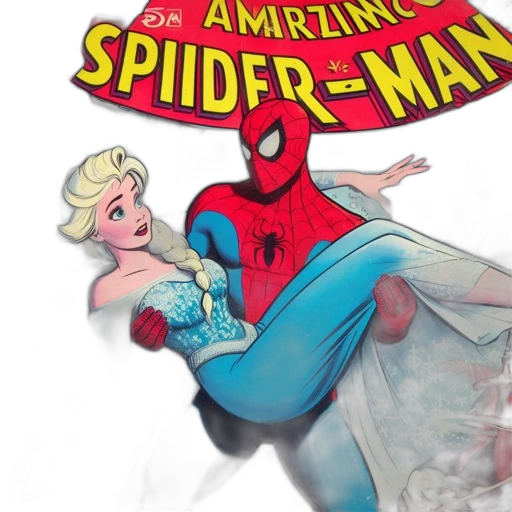 comic book art, concept art, spider-man, embraces transparent PNG cut-out