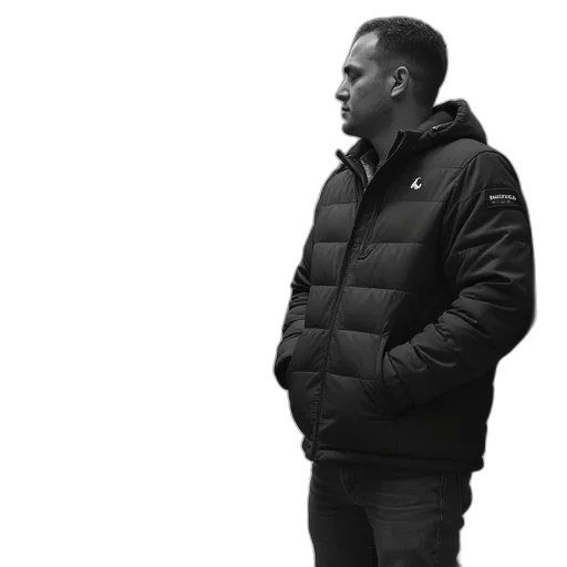 jacket, staff, face, man transparent PNG cut-out