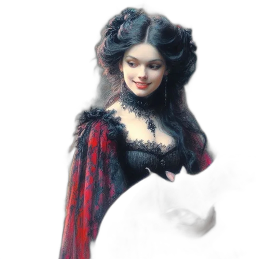 dress, crown, fantasy art, oil painting transparent PNG cut-out