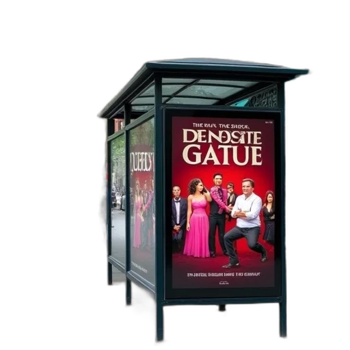vibrant, street, scene, bus transparent PNG cut-out