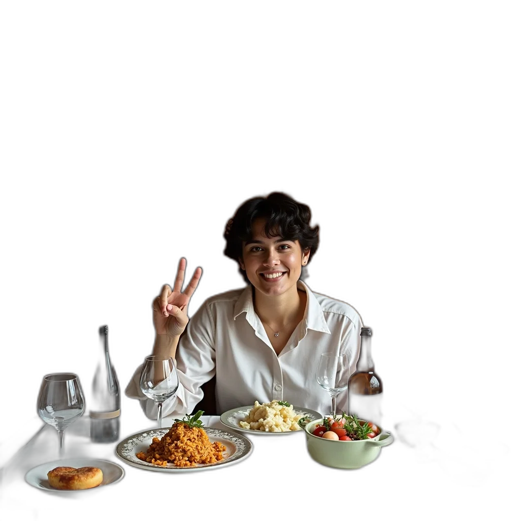 food, staff, person, sitting transparent PNG cut-out