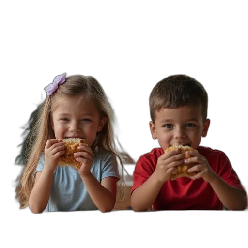 food, photorealistic, boy, girl transparent PNG cut-out
