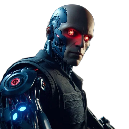 robot, concept art, 3d render, cyberpunk transparent PNG cut-out