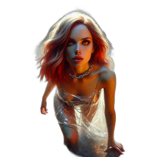 dress, hair, jewelry, face transparent PNG cut-out