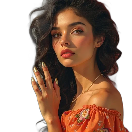 jewelry, dress, face, hair transparent PNG cut-out