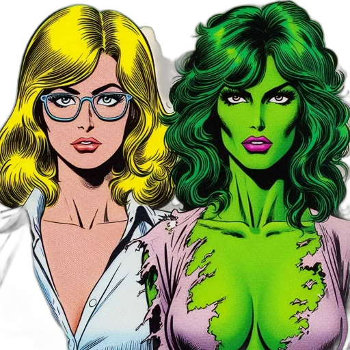 comic book art, concept art, green, two transparent PNG cut-out