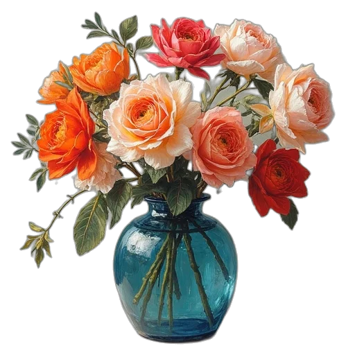 flower, crown, photorealistic, oil painting transparent PNG cut-out