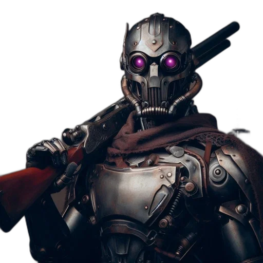 robot, mask, weapon, staff transparent PNG cut-out
