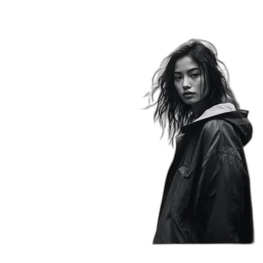 jacket, face, hair, umbrella transparent PNG cut-out