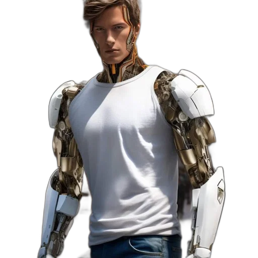 robot, jacket, weapon, concept art transparent PNG cut-out