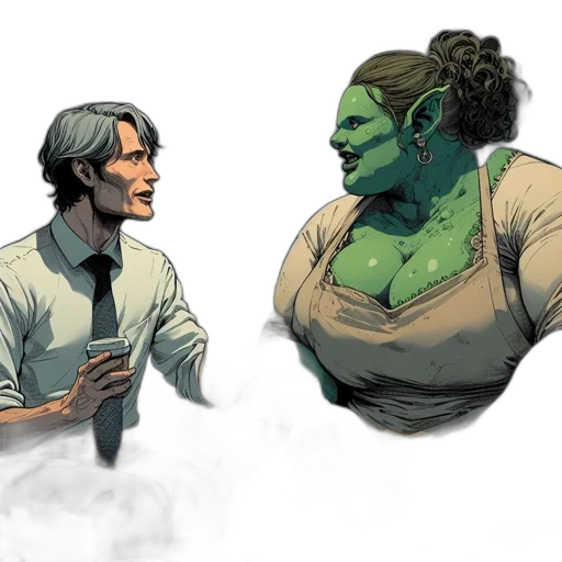 comic book art, concept art, fantasy art, watercolor transparent PNG cut-out