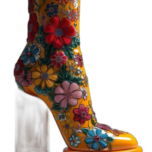 shoes, flower, photorealistic, 3d render transparent PNG cut-out