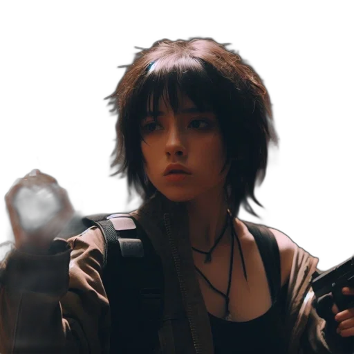 weapon, jacket, robot, face transparent PNG cut-out