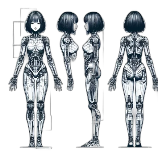 robot, concept art, cyberpunk, comic book art transparent PNG cut-out