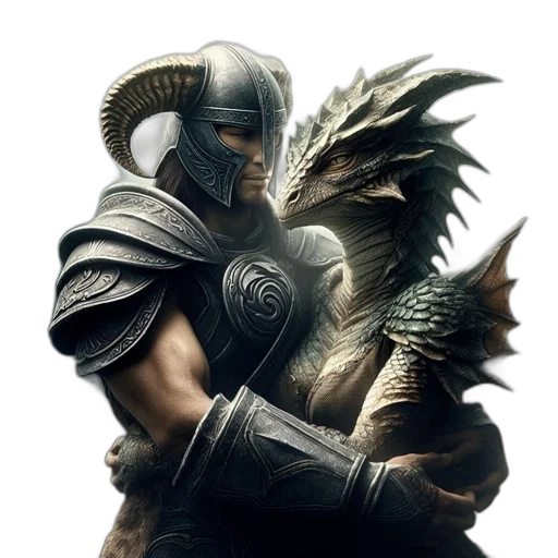 dragon, mask, sword, creature transparent PNG cut-out