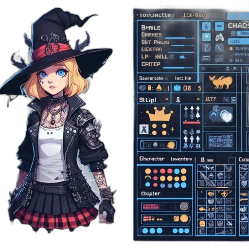 hat, staff, dress, pixel art transparent PNG cut-out