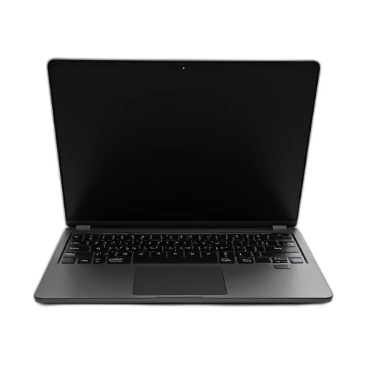 3d render, black, laptop, keyboard transparent PNG cut-out