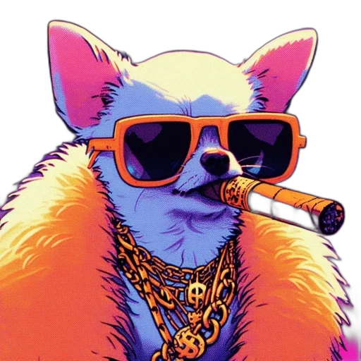 jacket, animal, staff, vaporwave transparent PNG cut-out
