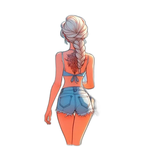 dress, jacket, staff, hair transparent PNG cut-out