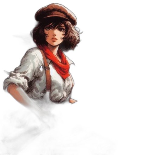 hat, staff, jacket, face transparent PNG cut-out
