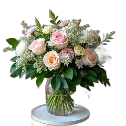 flower, crown, photorealistic, 3d render transparent PNG cut-out
