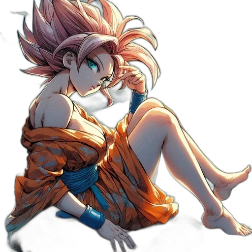 dress, creature, hair, staff transparent PNG cut-out