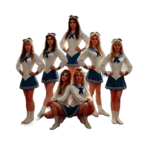 staff, seven, female, cheerleaders transparent PNG cut-out