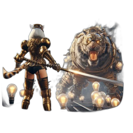 concept art, fantasy art, 3d render, golden transparent PNG cut-out