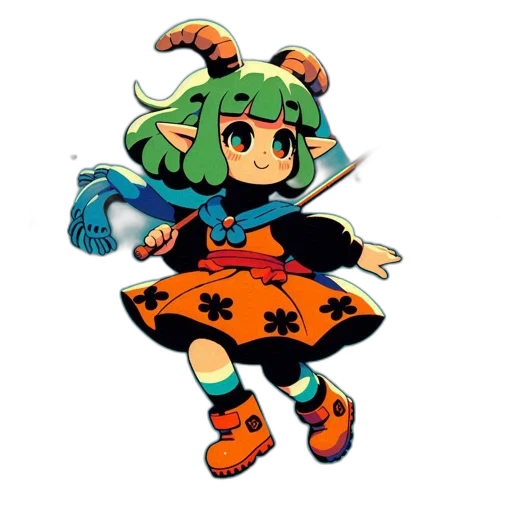 dress, staff, dragon, creature transparent PNG cut-out