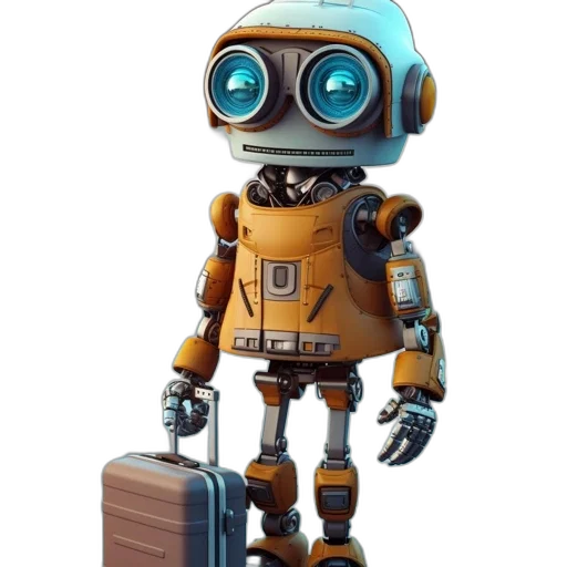 robot, staff, concept art, 3d render transparent PNG cut-out
