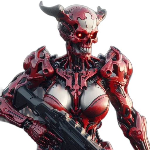 robot, weapon, concept art, 3d render transparent PNG cut-out