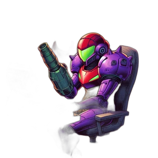 robot, weapon, jacket, staff transparent PNG cut-out