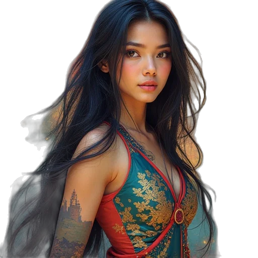 dragon, dress, face, jewelry transparent PNG cut-out
