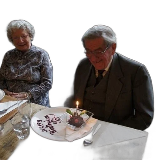 older, couple, sits, table transparent PNG cut-out