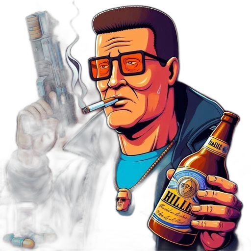 jacket, bottle, robot, comic book art transparent PNG cut-out