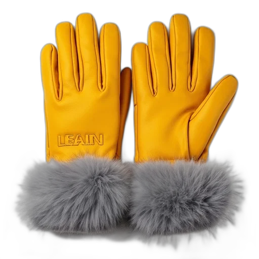 pair, yellow, gloves, fluffy transparent PNG cut-out