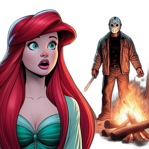comic book art, concept art, underwater, fire transparent PNG cut-out