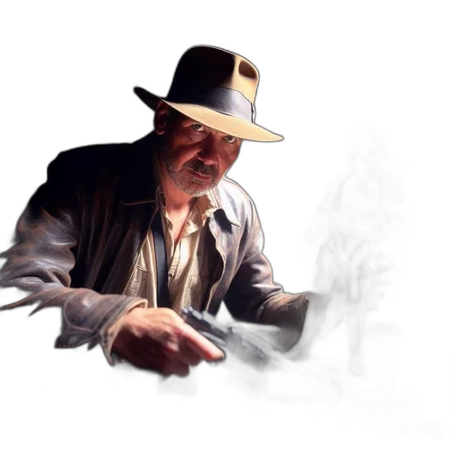 hat, jacket, staff, weapon transparent PNG cut-out