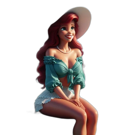 dress, hat, jewelry, 3d render transparent PNG cut-out
