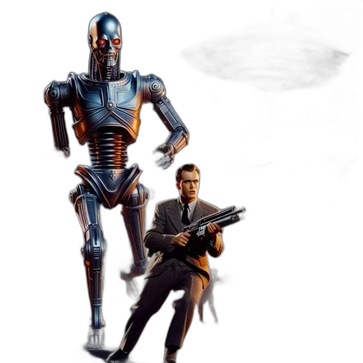 robot, concept art, 3d render, comic book art transparent PNG cut-out