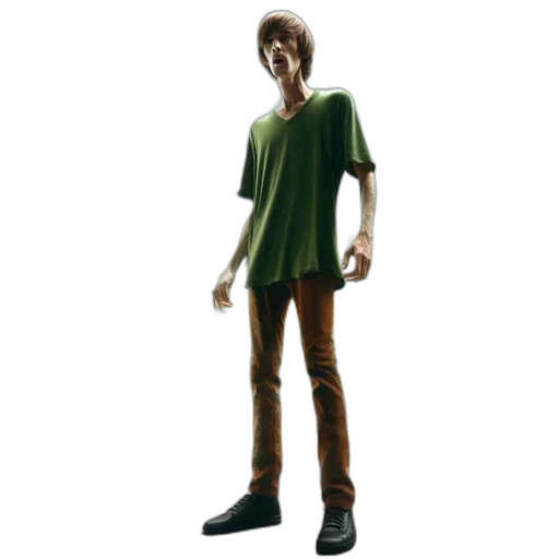 jacket, staff, robot, creature transparent PNG cut-out