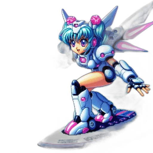 robot, weapon, concept art, vaporwave transparent PNG cut-out