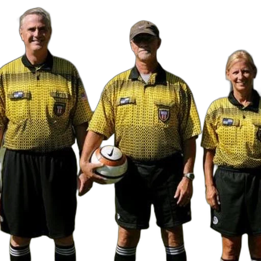 staff, three, referees, yellow transparent PNG cut-out