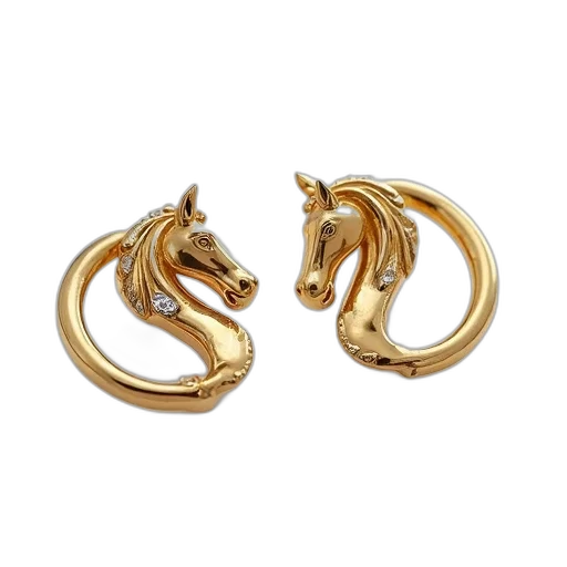 jewelry, pair, gold, earrings transparent PNG cut-out