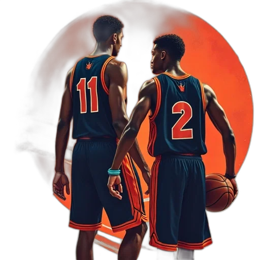 concept art, two, basketball, players transparent PNG cut-out