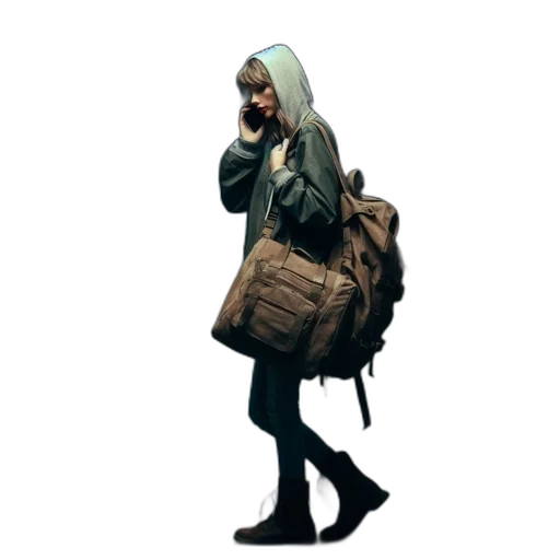 jacket, umbrella, staff, face transparent PNG cut-out