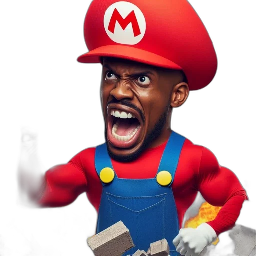 concept art, 3d render, mario, realistic transparent PNG cut-out