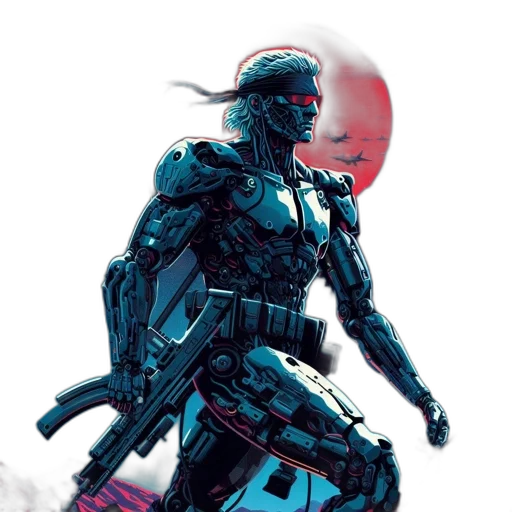 robot, weapon, concept art, cyberpunk transparent PNG cut-out